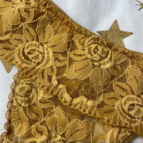 NWOT Mustard Lace Lavit Anthropologie Thong Medium - Picture 2 of 7